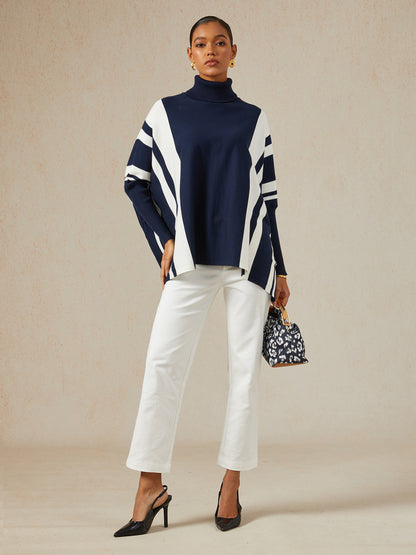 Ribbed Knit Turtleneck Sweater