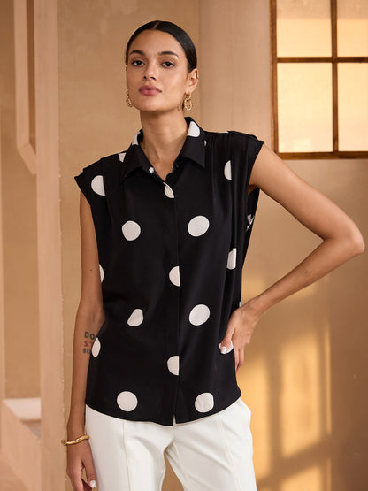 Silky Satin Wide Shoulder Sleeveless Top