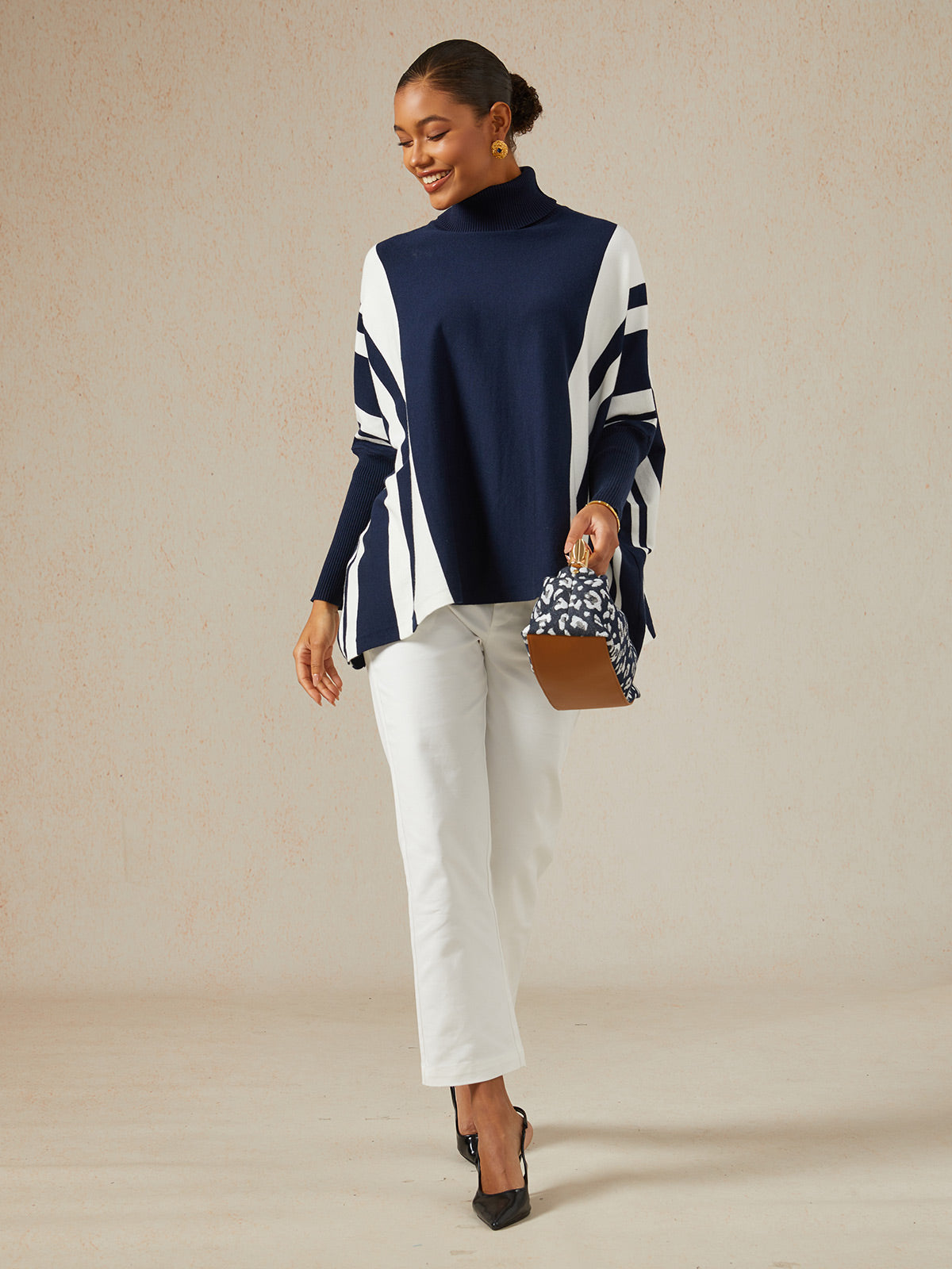 Ribbed Knit Turtleneck Sweater