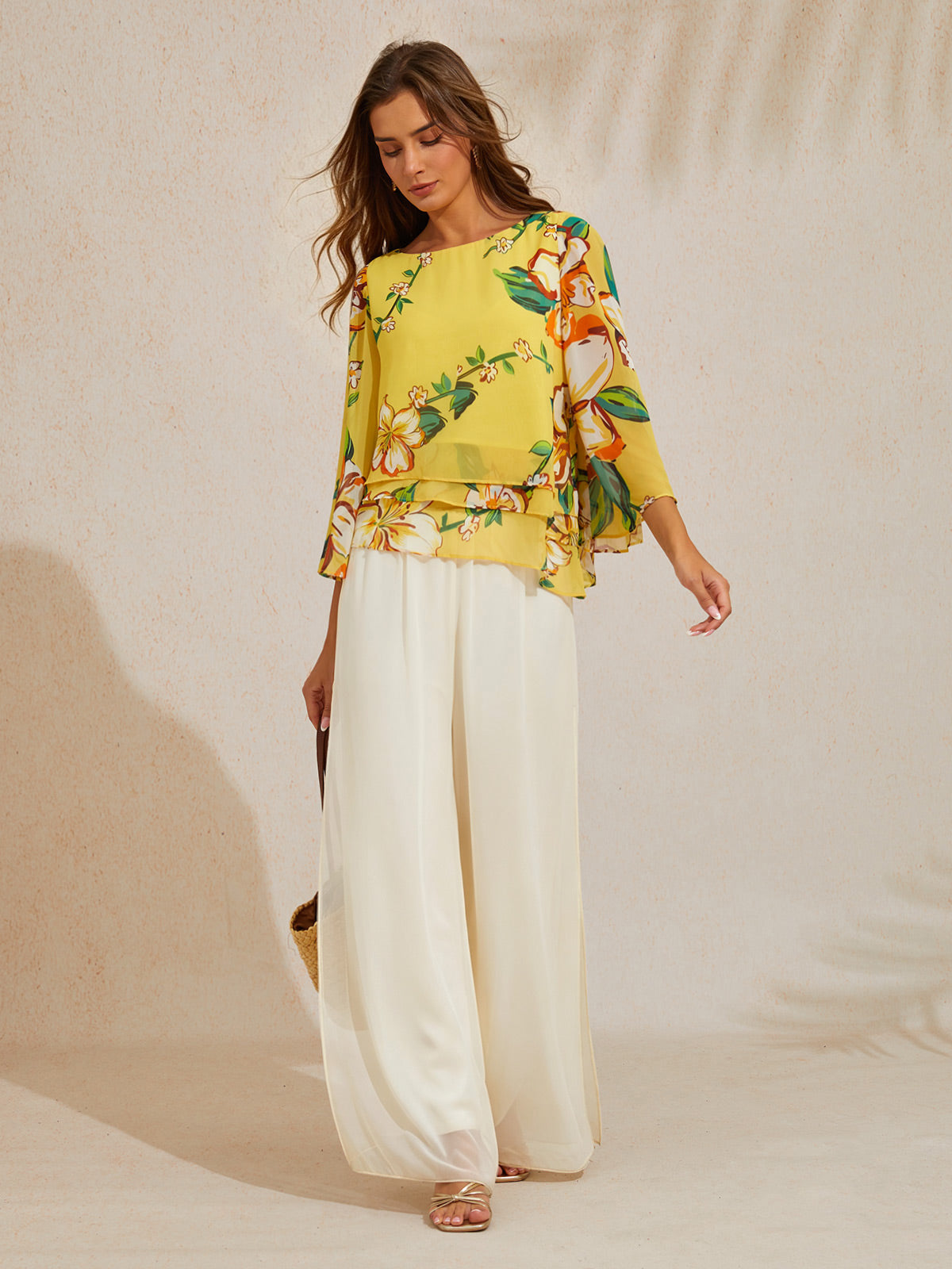 Lime Magnolia Glow Layered Chiffon Blouse