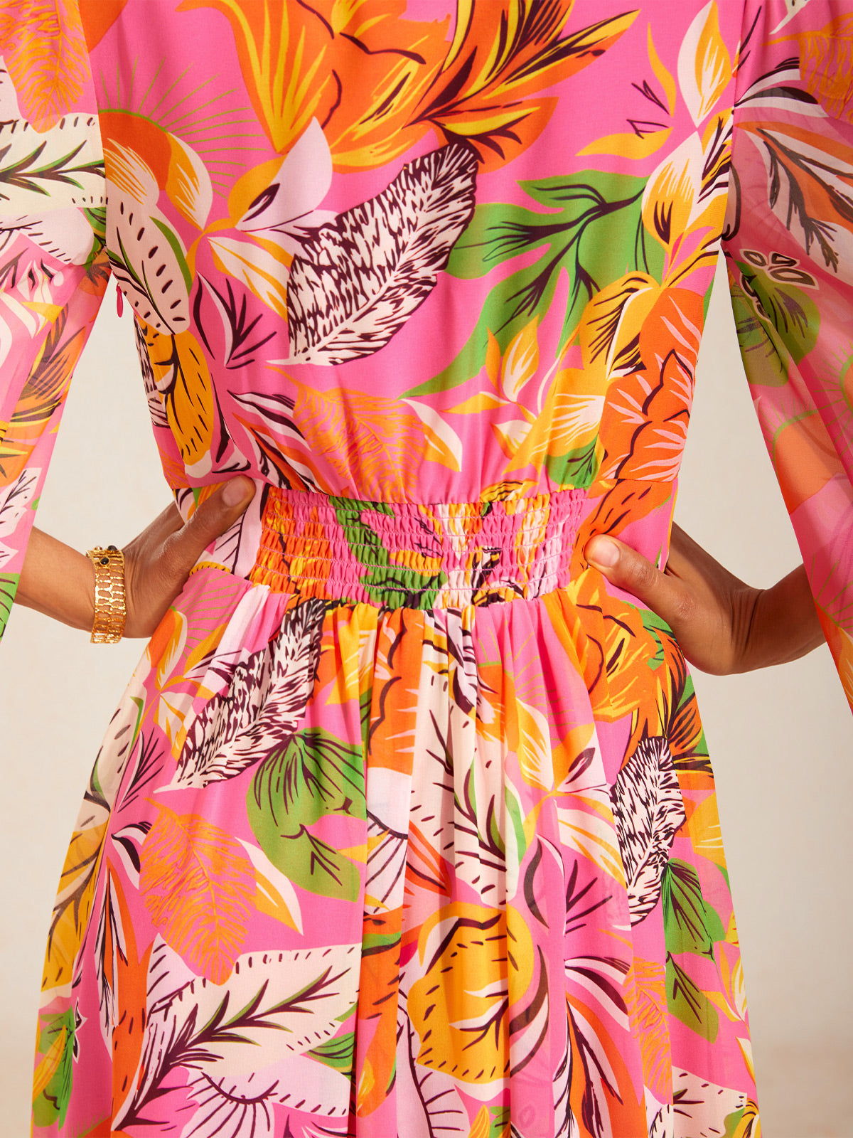 Spring Blooms Flowy Chiffon  Maxi Dress