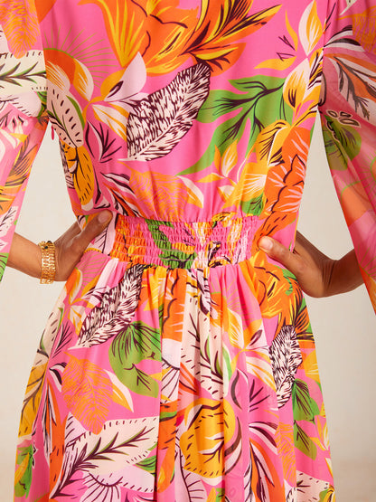 Spring Blooms Flowy Chiffon  Maxi Dress