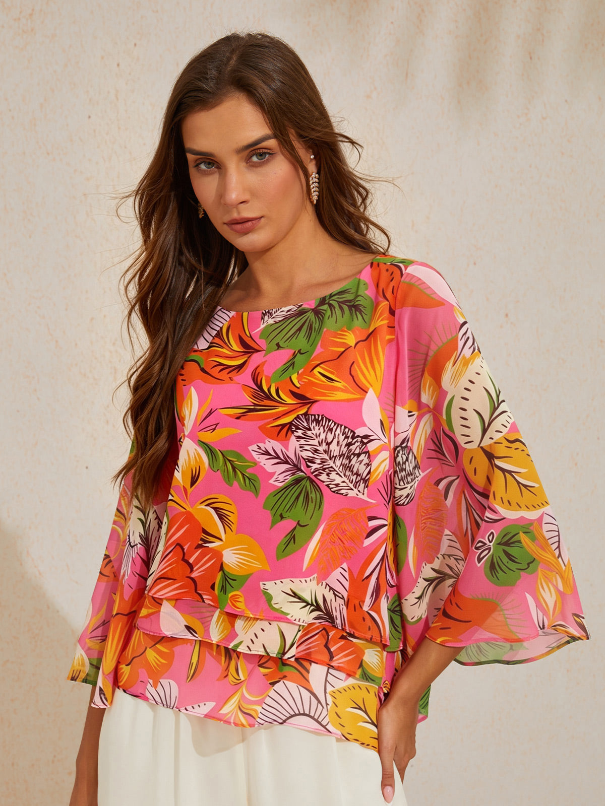 Wilder Hibiskus Traumhaft Fließendes Chiffon-Lagen-Top