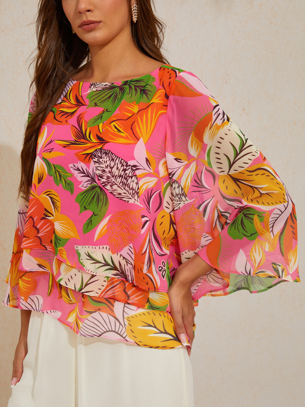 Wilder Hibiskus Traumhaft Fließendes Chiffon-Lagen-Top