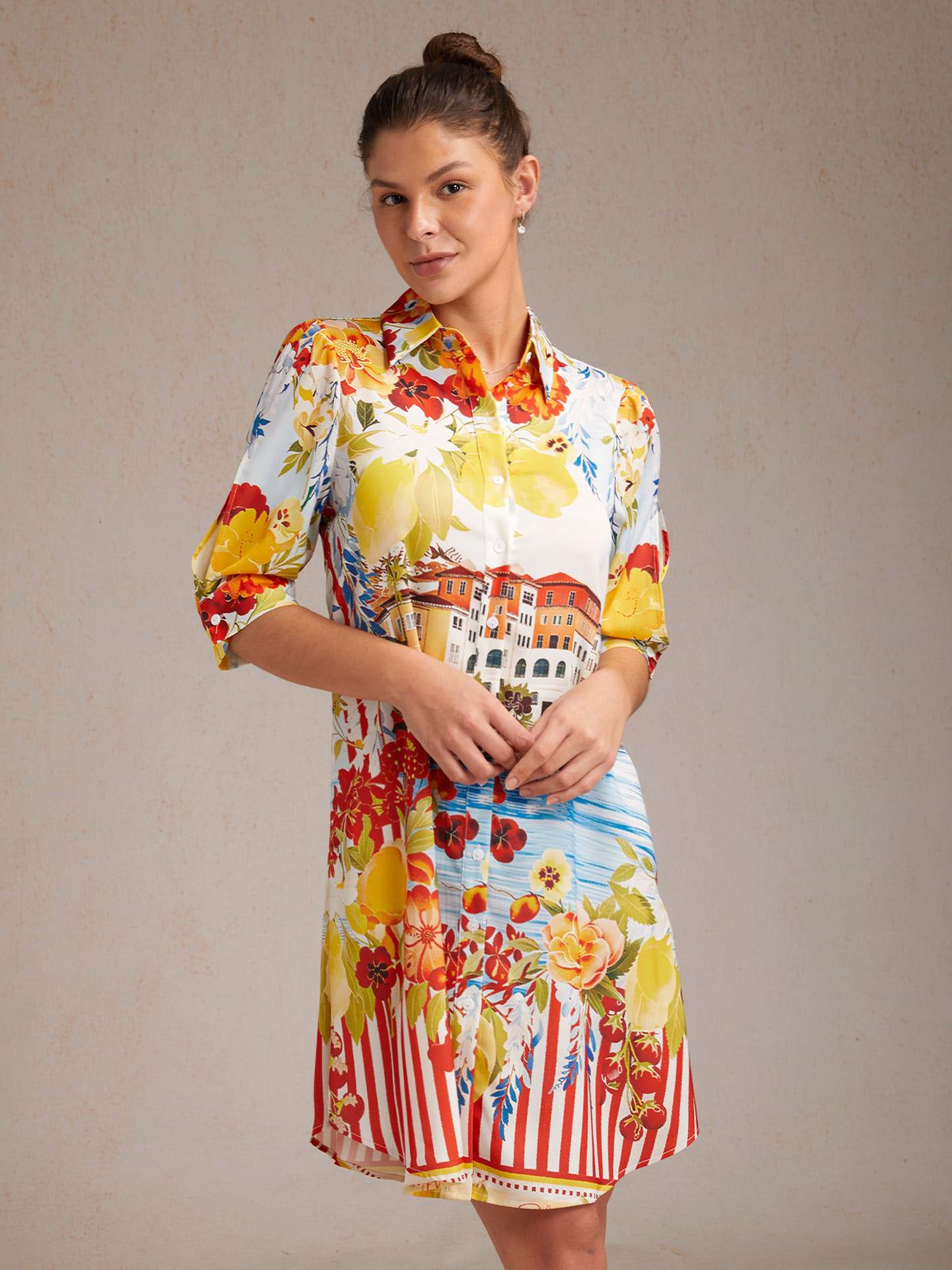 Summer Escape Silky Satin Shirt Dress