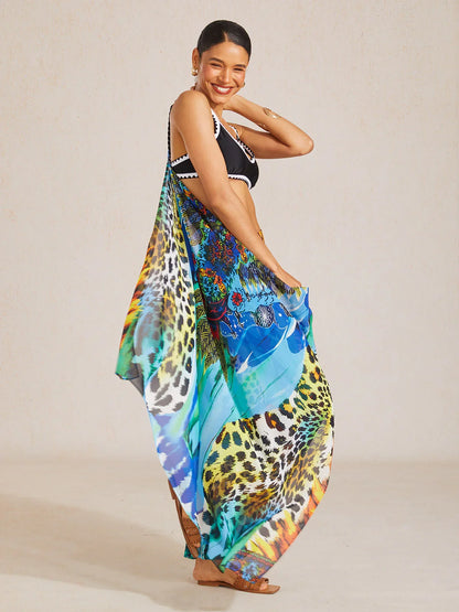 Vintage Jewelry Flowy Chiffon Two-Way Cover Up