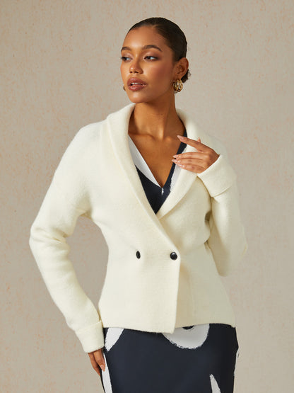Acrylic Ribbed Knit Solid Sweater Jacket Shirt