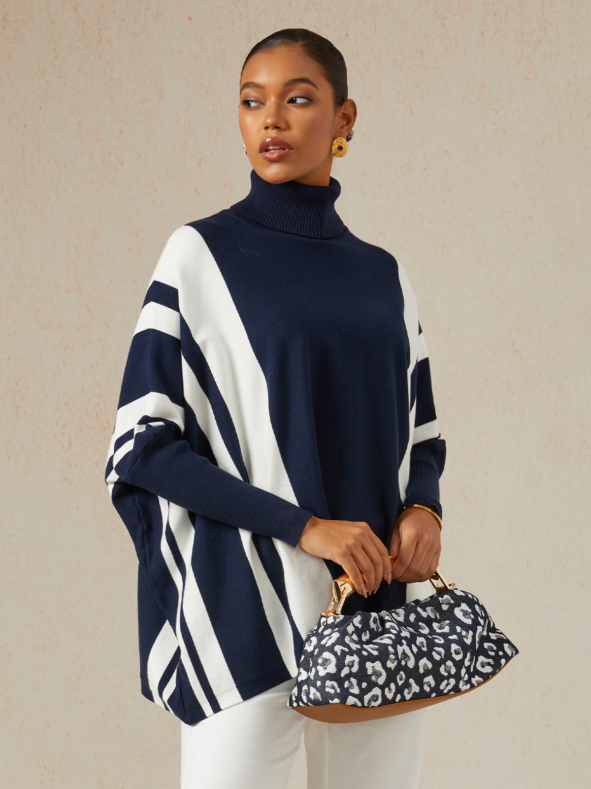 Ribbed Knit Turtleneck Sweater