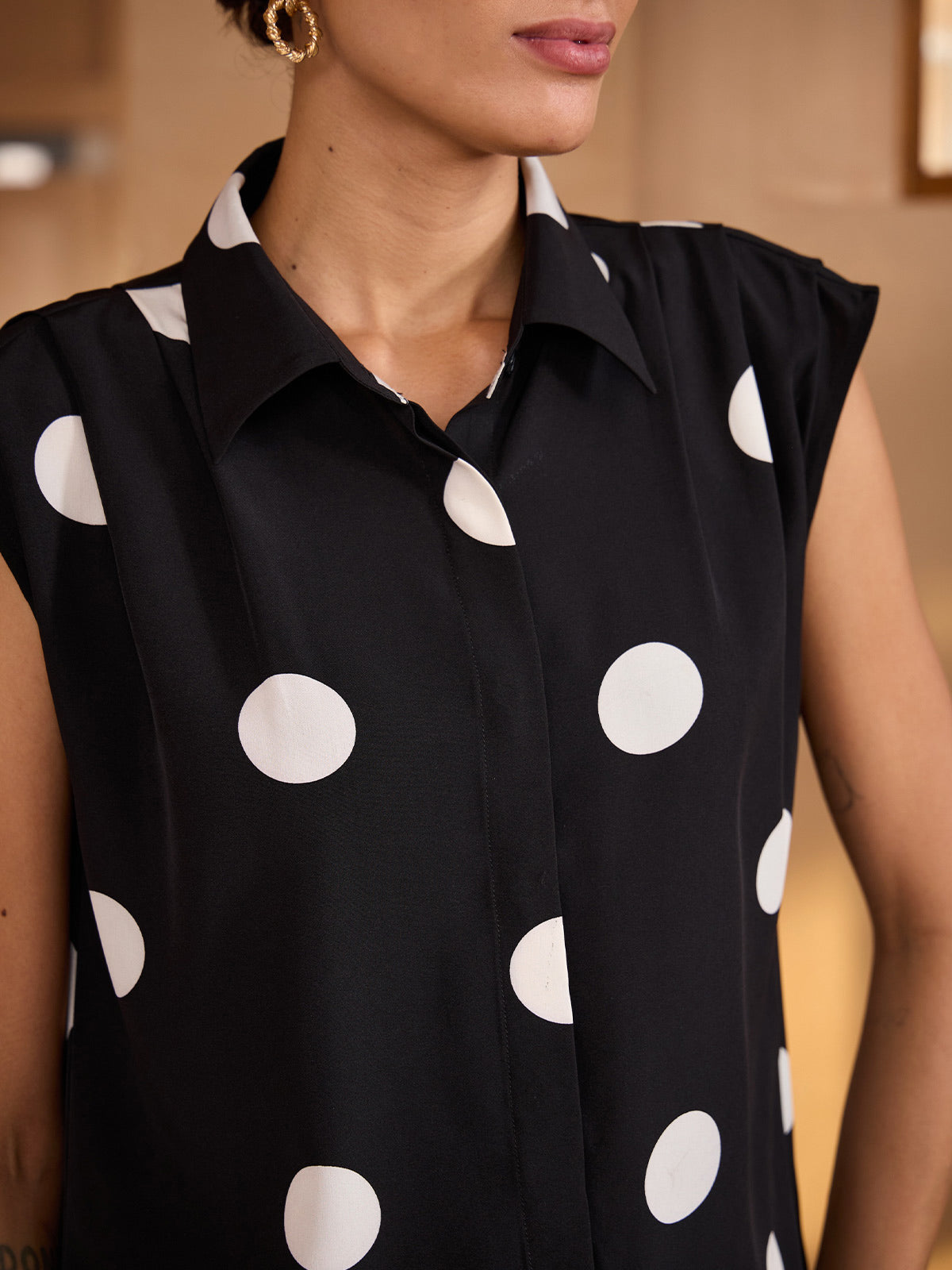 Silky Satin Wide Shoulder Sleeveless Top