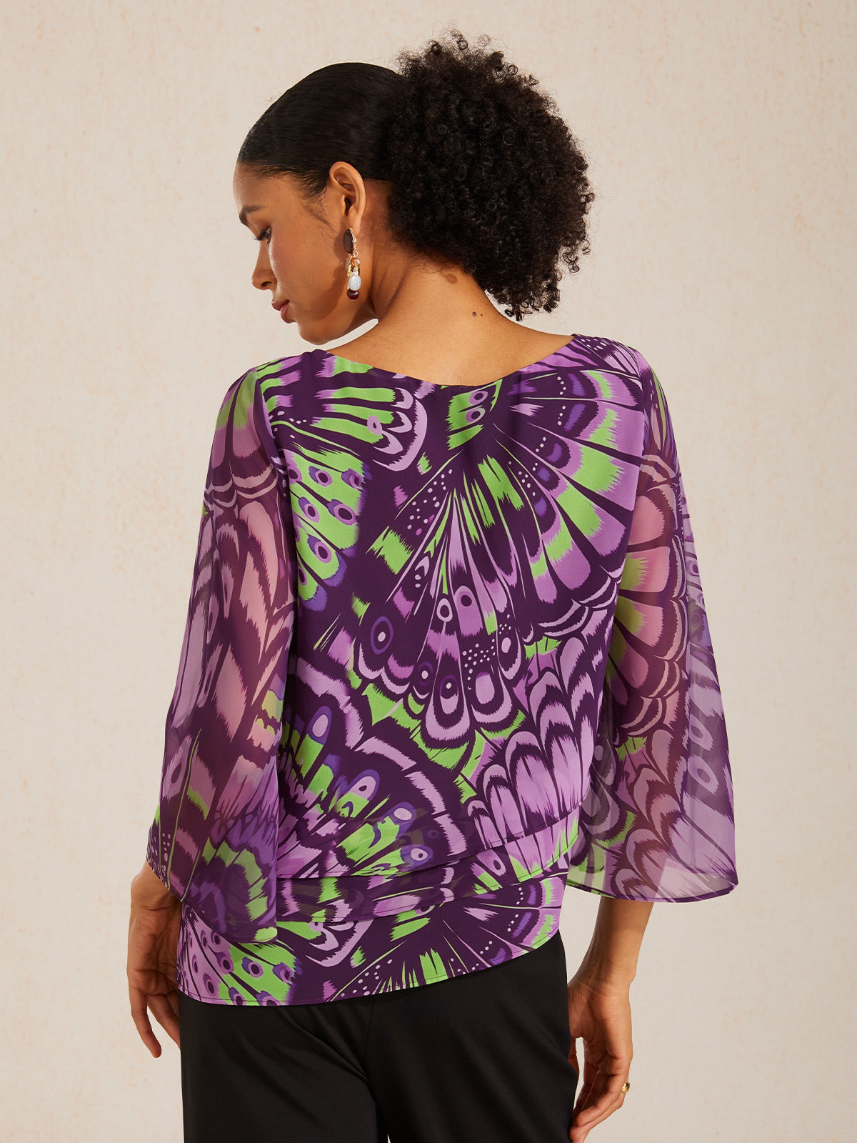 Lavender Paisley Flora Flowy Chiffon Top