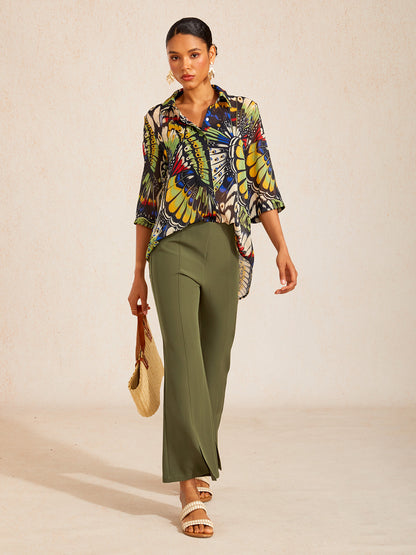 Jungle Butterfly Flowy Chiffon Blouse