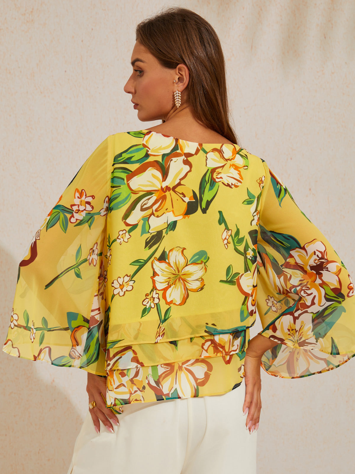 Lime Magnolia Glow Layered Chiffon Blouse