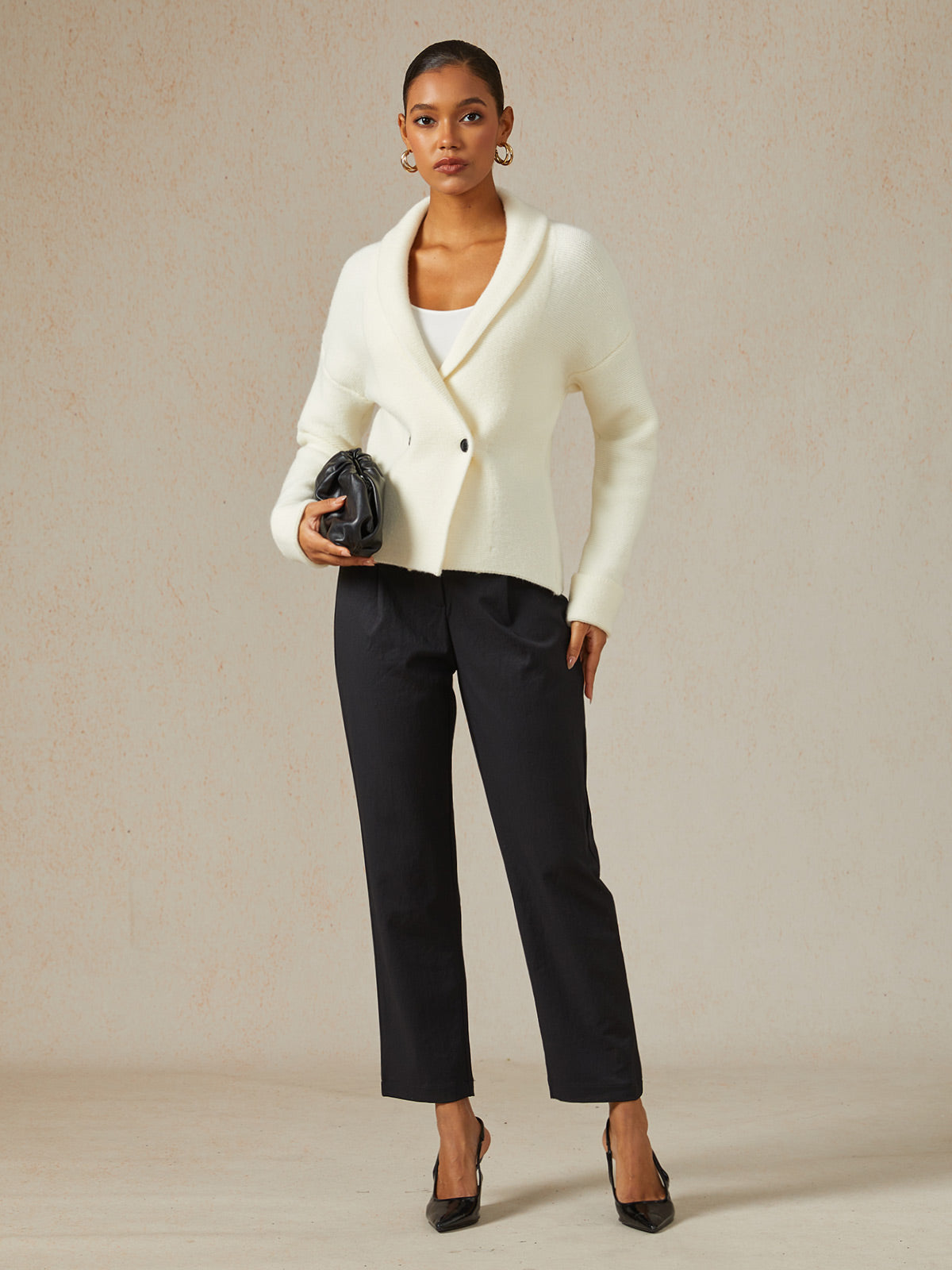 Acrylic Ribbed Knit Solid Sweater Jacket Shirt