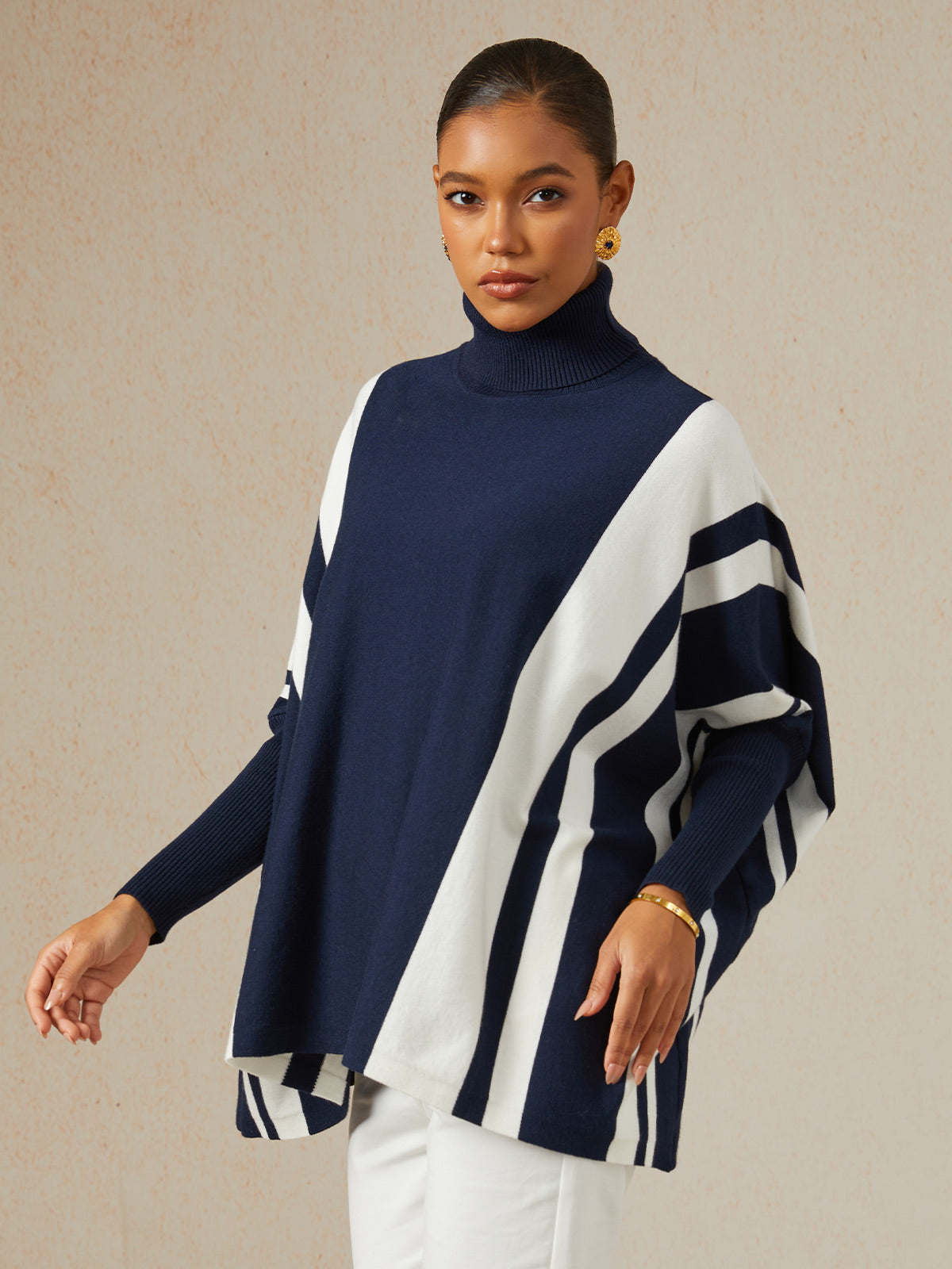 Ribbed Knit Turtleneck Sweater