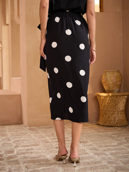 Abstract Art Silky Satin Wrap Skirt