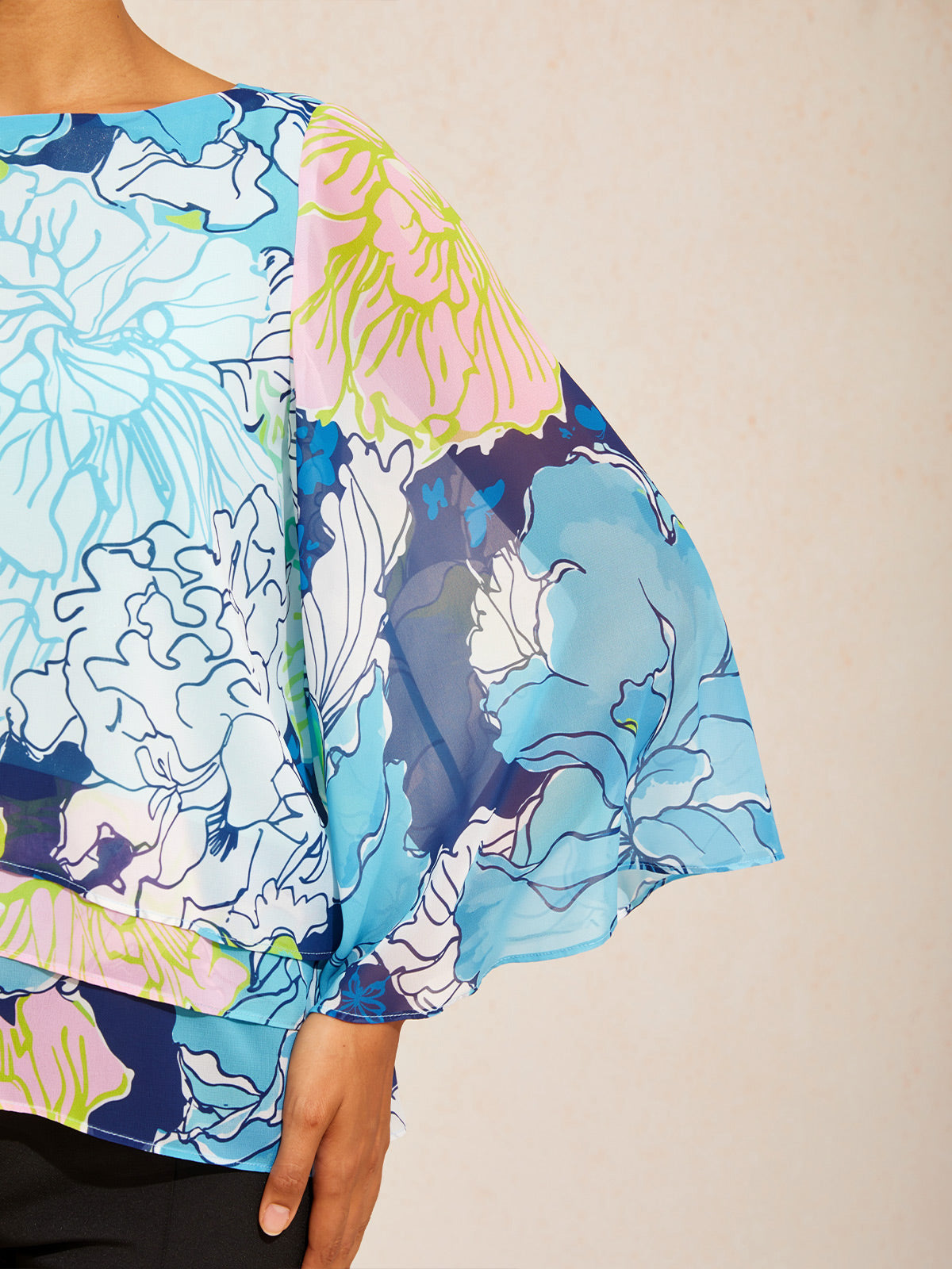 Graphic Art Mustang Chiffon Layered Blouse