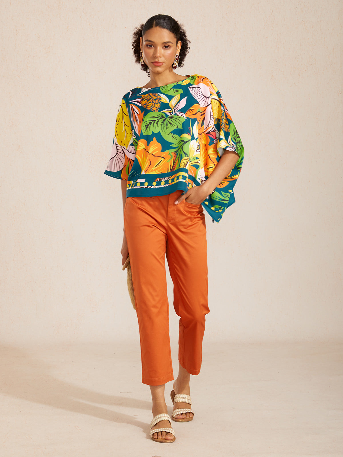 Micro Stretch Fine Twill Cropped Slim Pants