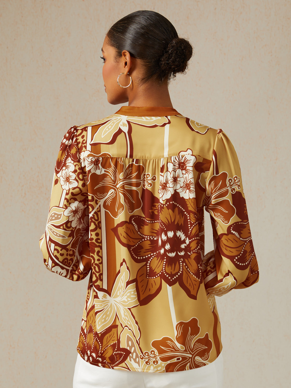 Amber Bloom Silky Satin Blouse