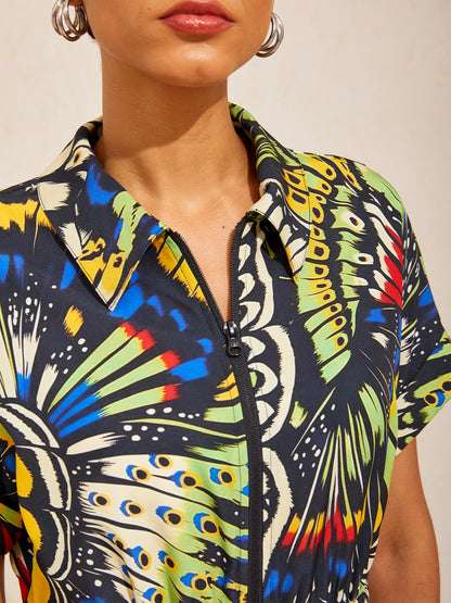 Jungle Butterfly Slight Stretch Short Dress