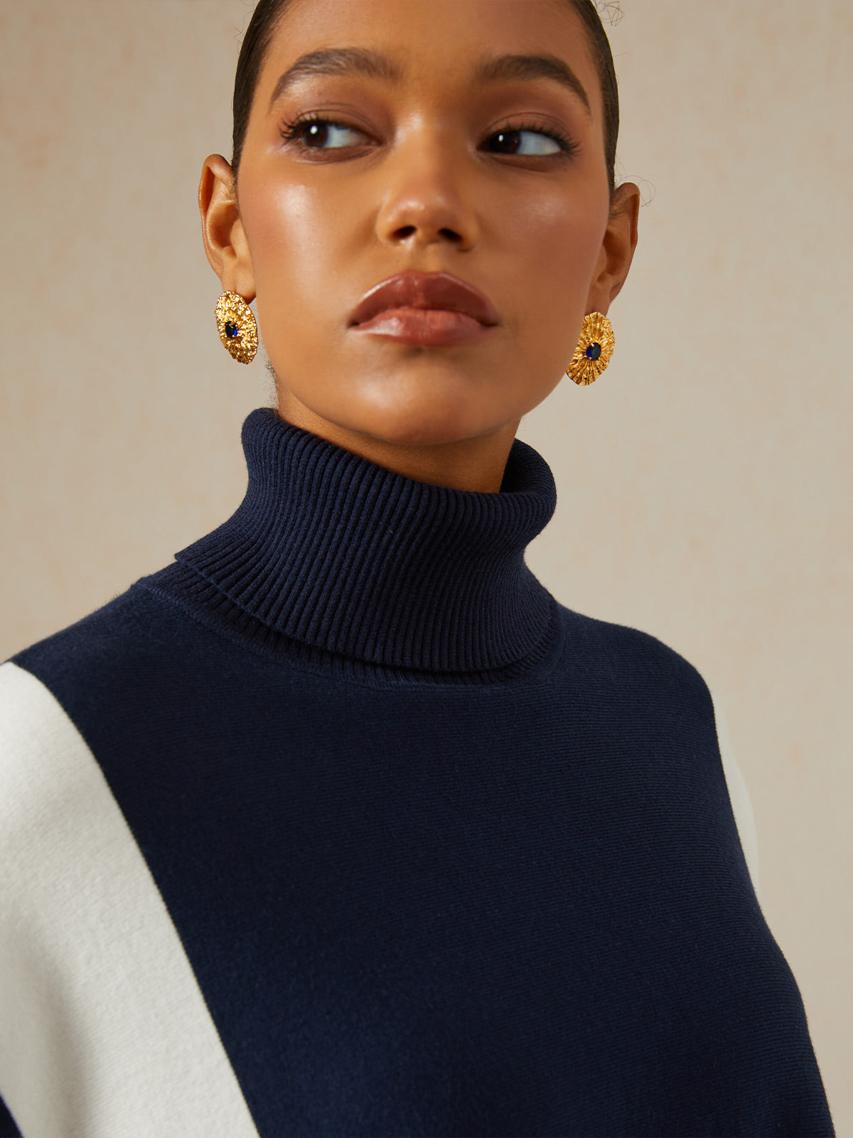 Ribbed Knit Turtleneck Sweater