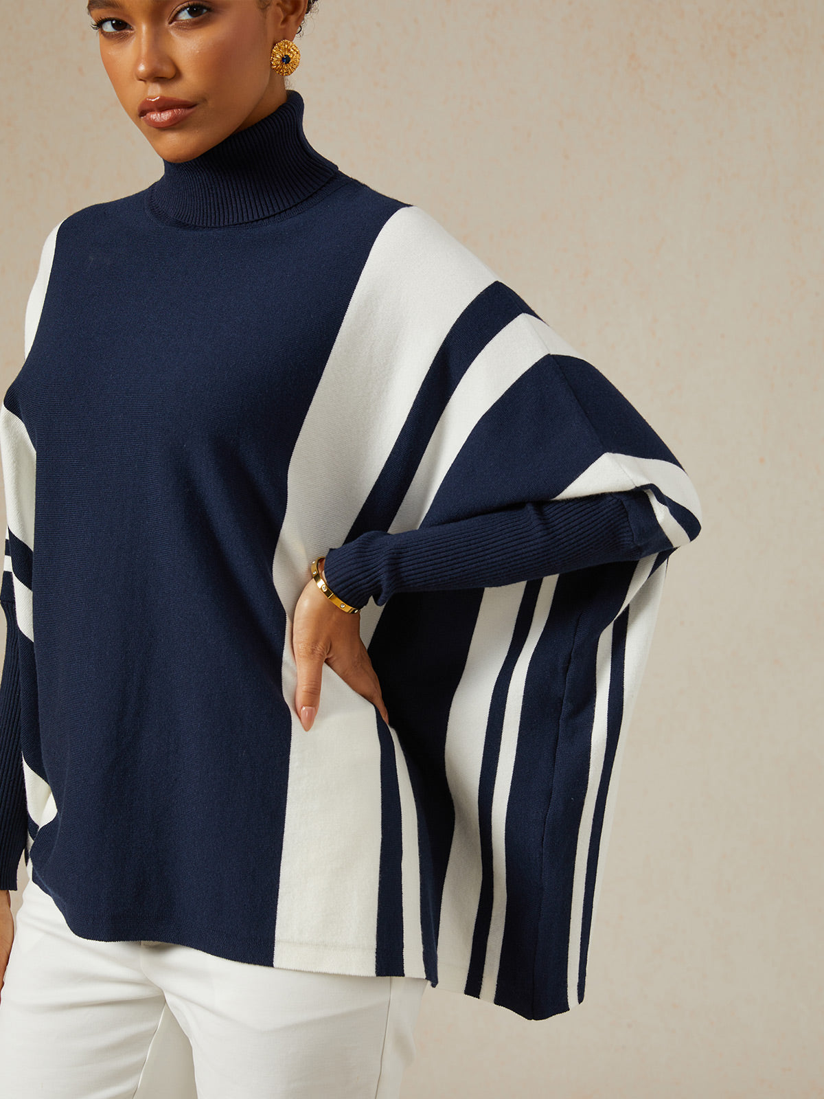 Ribbed Knit Turtleneck Sweater