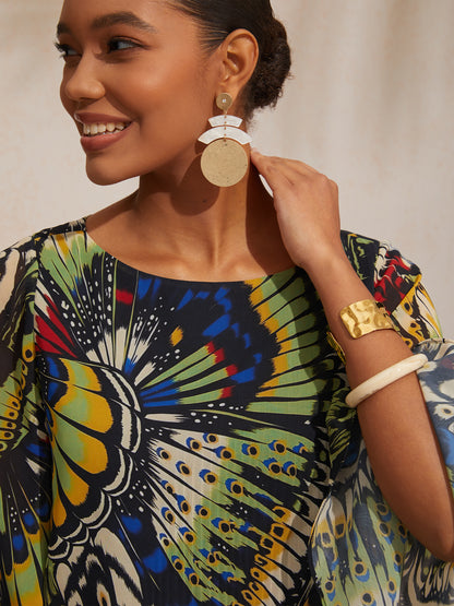 Jungle Butterfly Flowy Chiffon Blouse