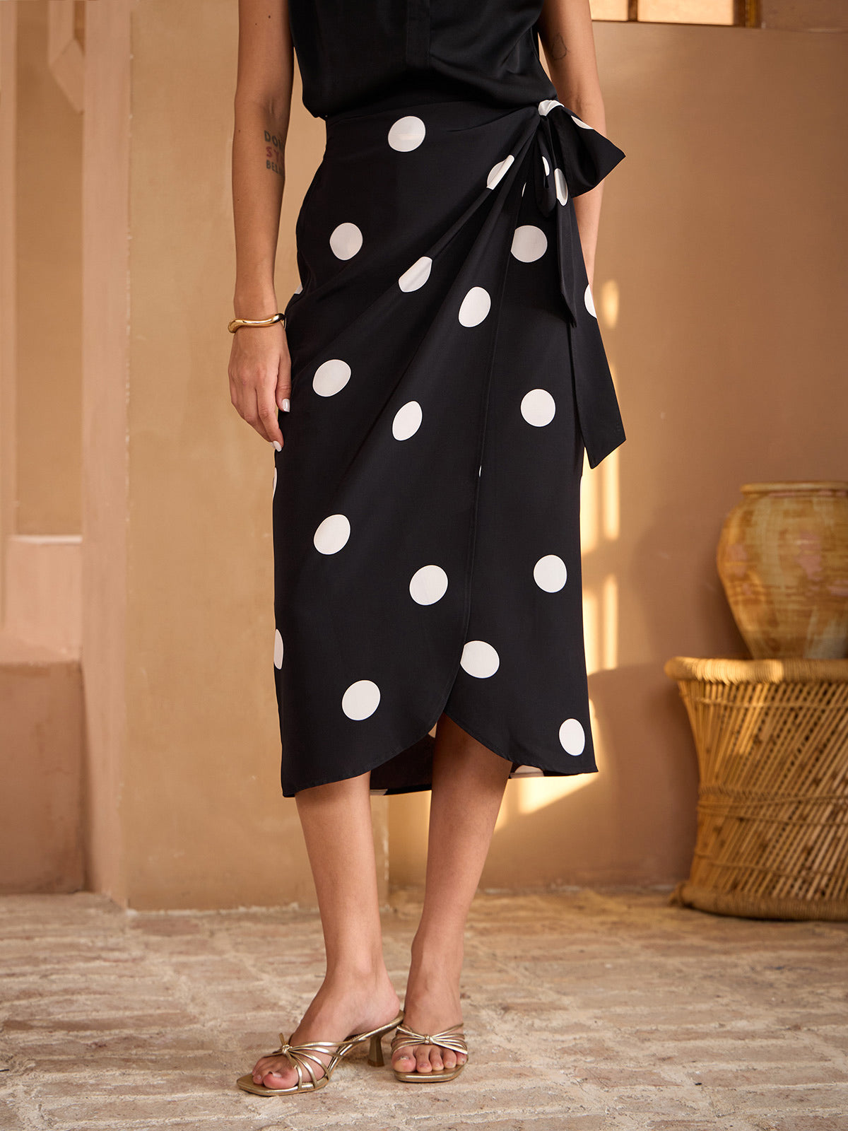Abstract Art Silky Satin Wrap Skirt