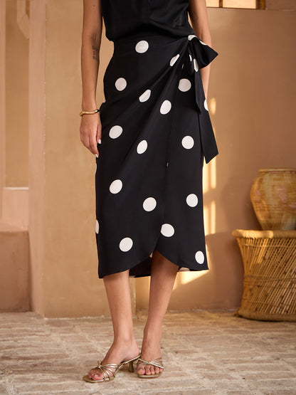Abstract Art Silky Satin Wrap Skirt