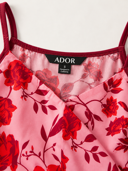 ADOR brand label detail on Spring Blooms Airy Cotton Look A-Line Cami Dress