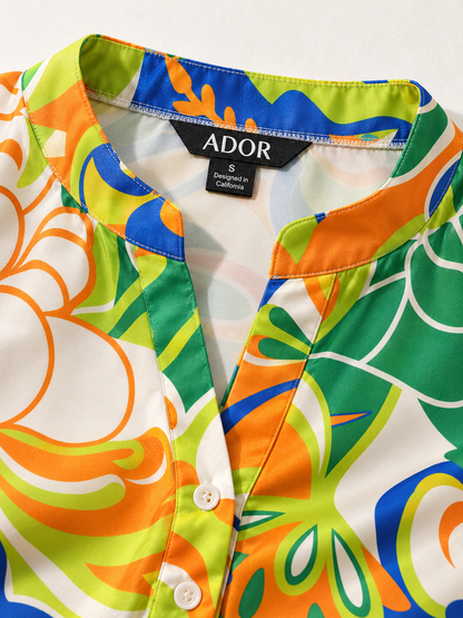 ADOR brand label detail on Boho Paisley Silky Satin Maxi Dress