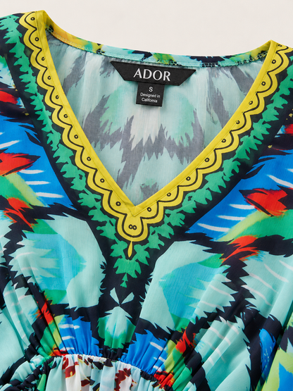 ADOR brand label detail on Land of Wonder Vacation Chiffon Kaftan