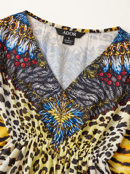 ADOR brand label detail on Lady Lionheart Flowy Chiffon Dolman Sleeve Kaftan