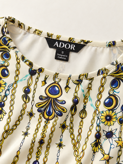 ADOR brand label detail on Vintage Jewelry Silky Satin Dolman Sleeve Batwing Top