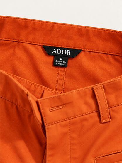 ADOR brand label detail on Fine Twill Cotton Cropped Tapered Pants