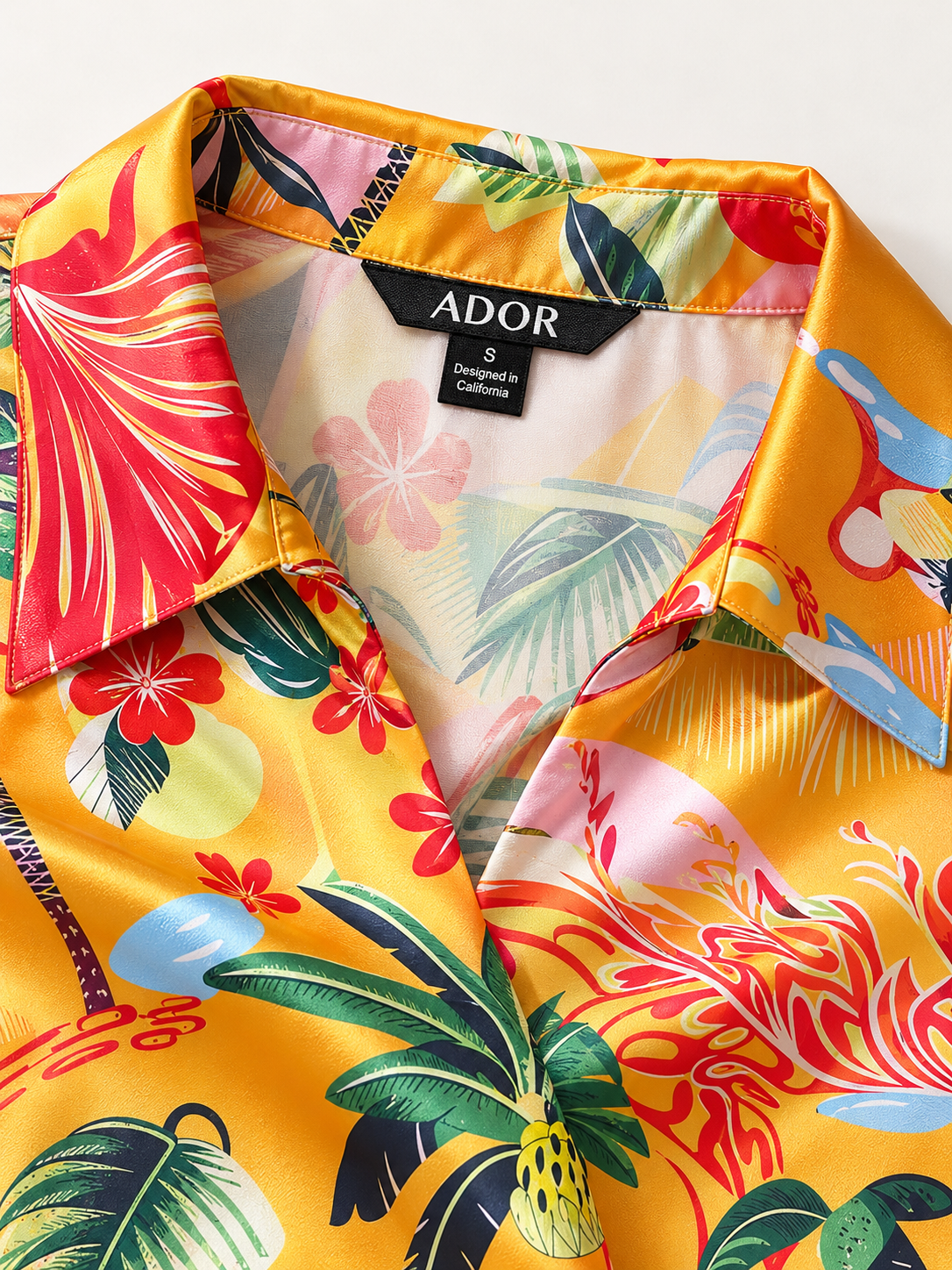 ADOR brand label detail on Summer Escape Silky Satin Dolman Blouse