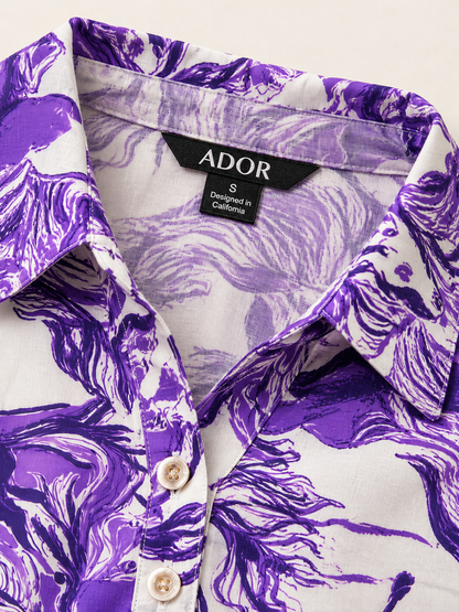 ADOR brand label detail on Graphic Art Mustang Linen Look Midi Dress