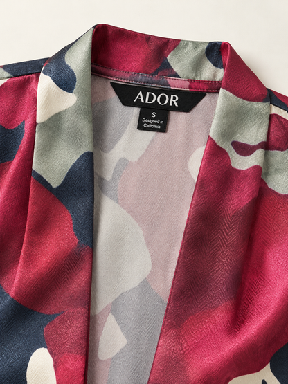 ADOR brand label detail on Berry Canvas Herringbone Satin Jacket