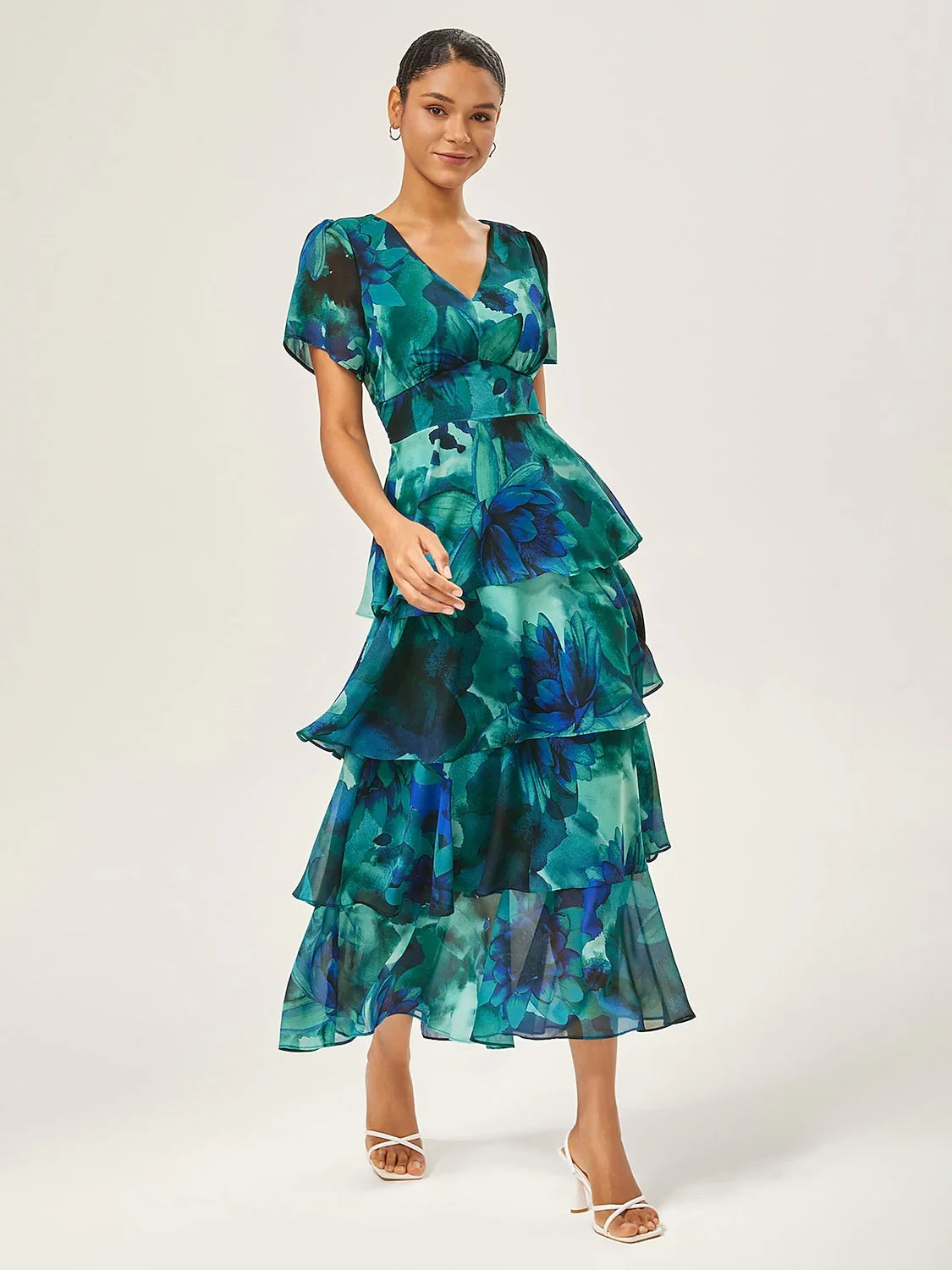 Floral Bloom Flowy Chiffon Tiered Maxi Dress ADOR Floral Bloom Flowy Chiffon Tiered Maxi Dress ADOR