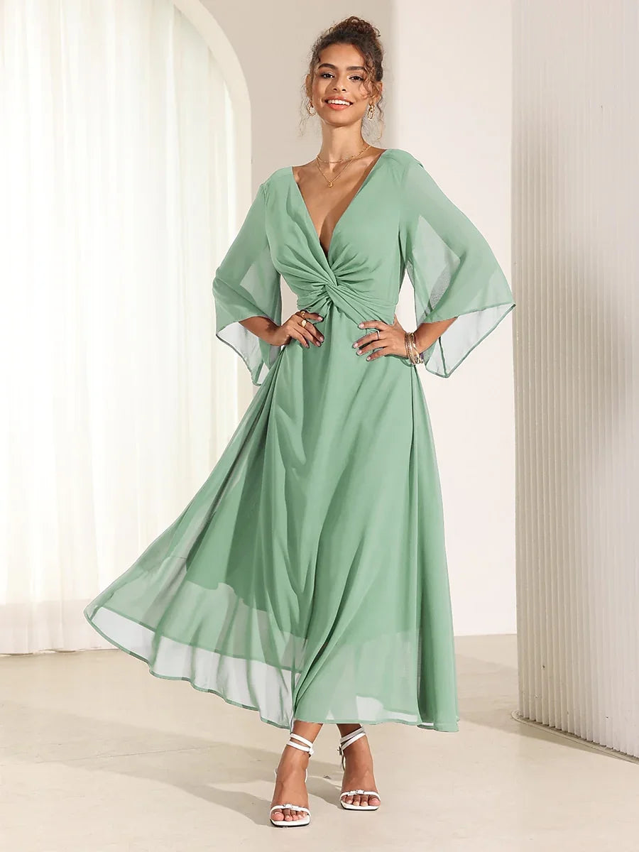 Jungle Butterfly Flowy Chiffon Maxi Dress