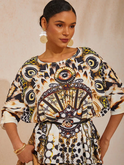 Vintage Leopard Jewelry Flowy Chiffon Top