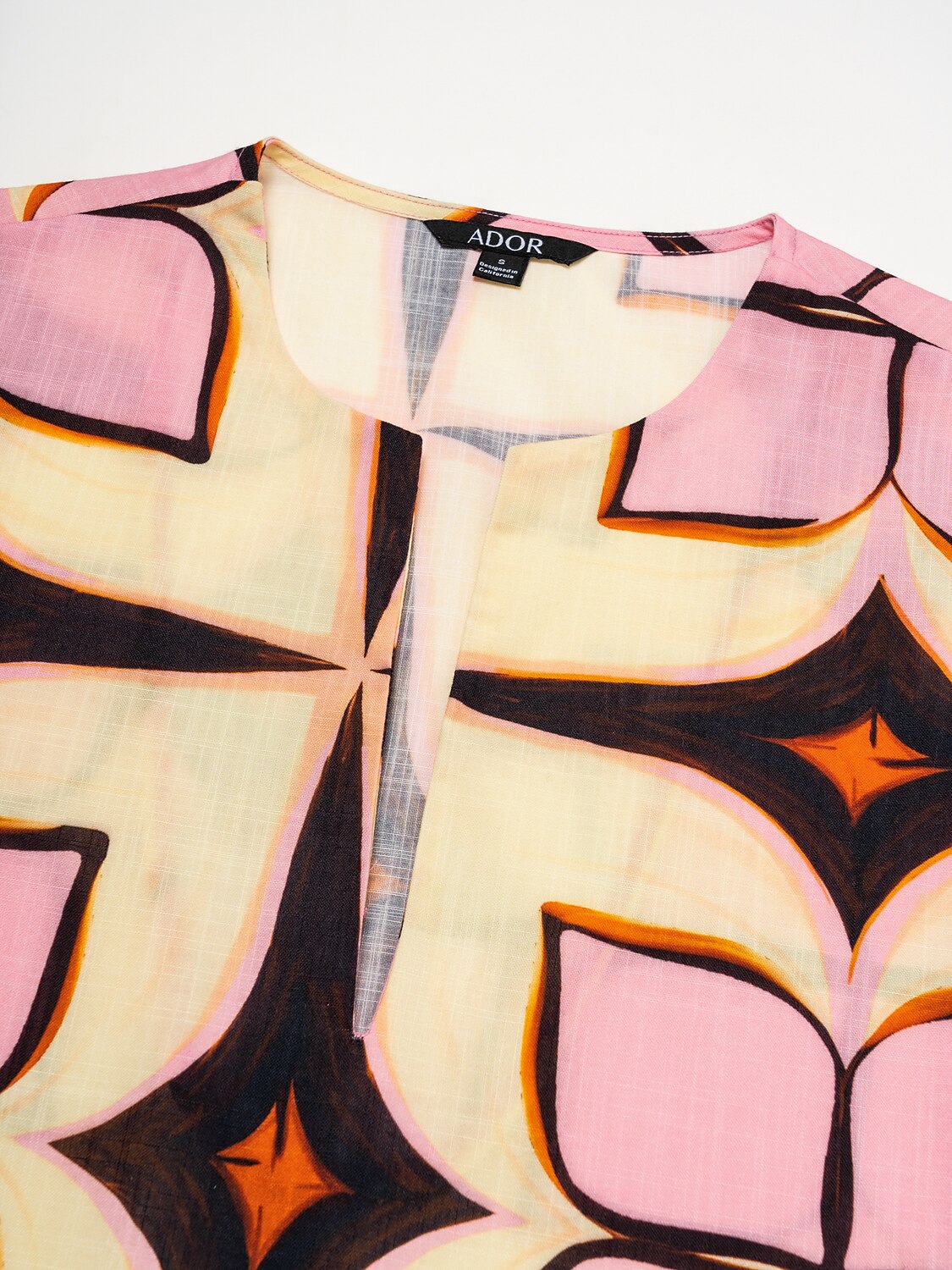 Geometric Print Notched Collar Maxi Dress