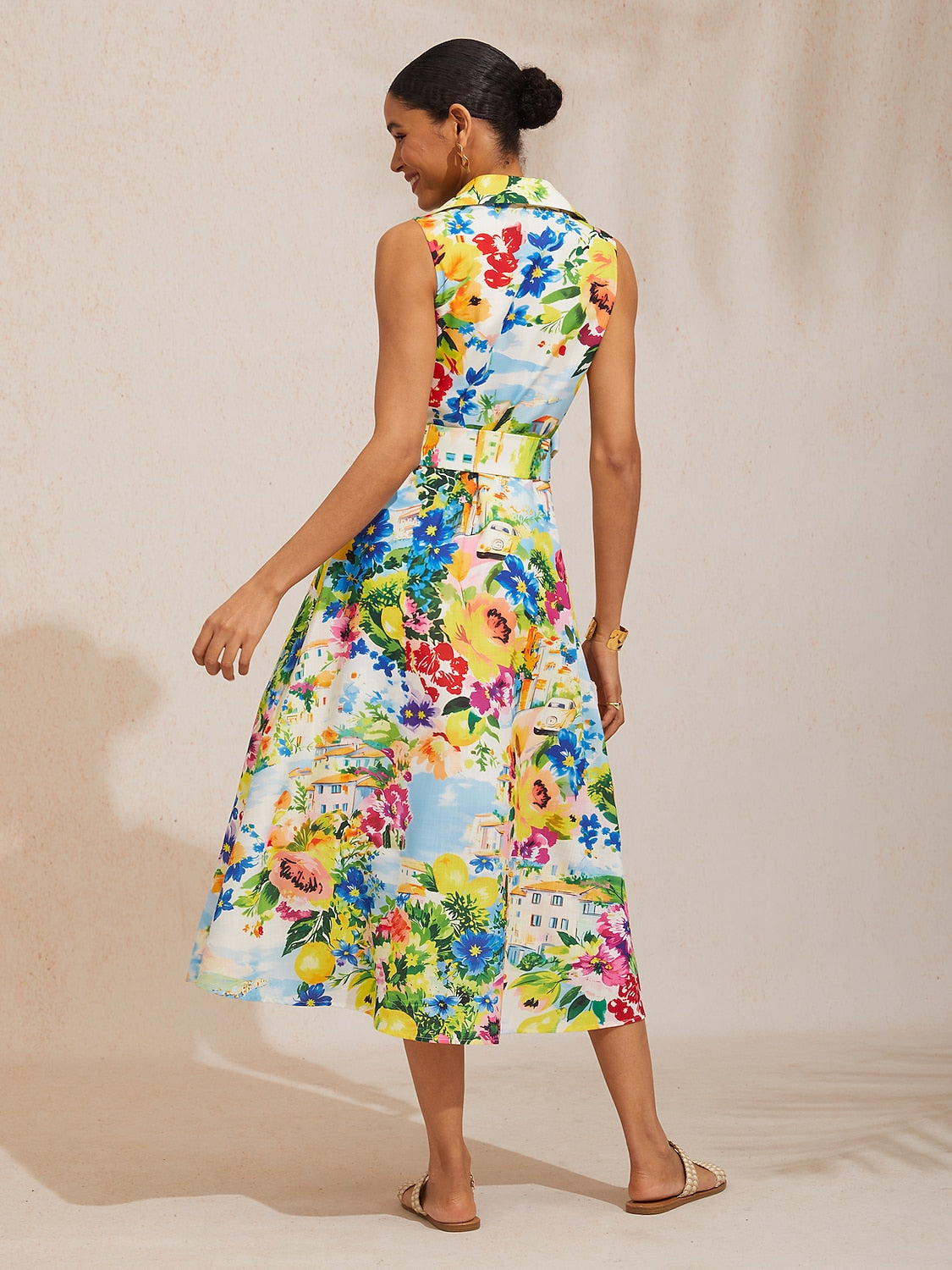 Maxi Dress in Fresco Agrumato con Effetto Lino