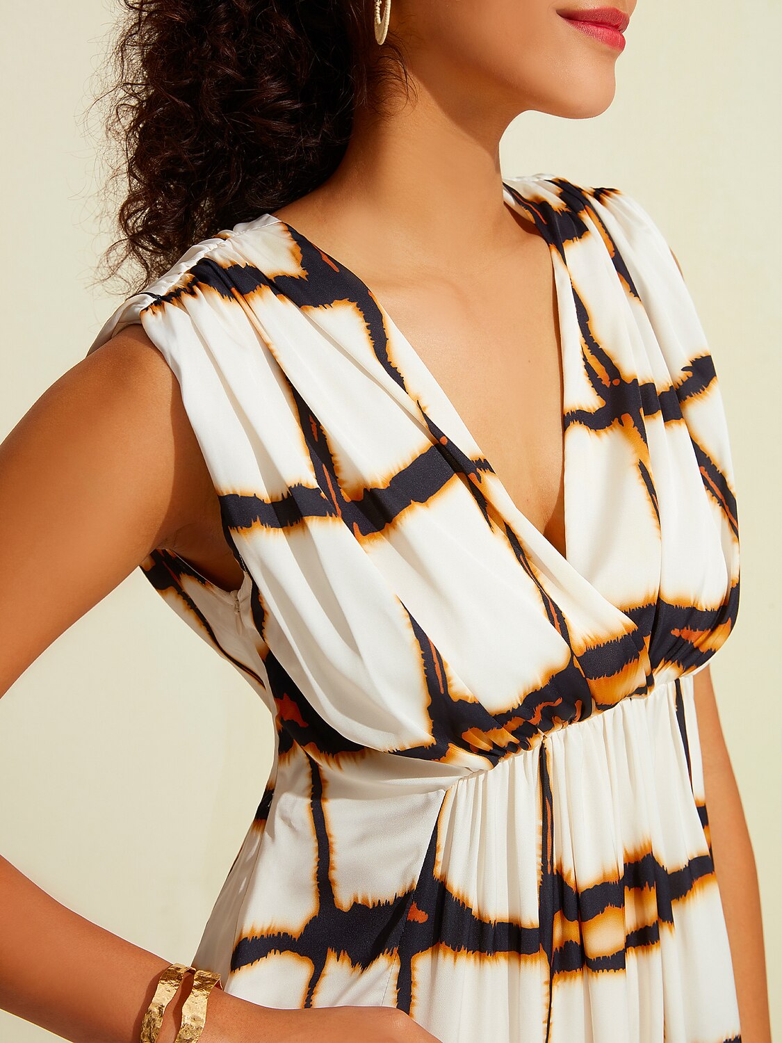 Satin Leopard Print Cross Front Sleeveless Maxi Dress