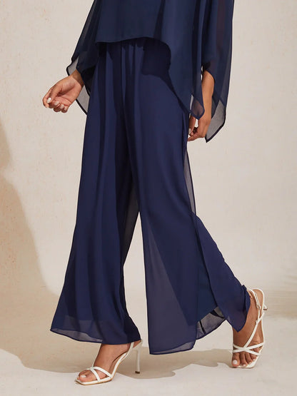 Elegant Slit Layered Wide Leg Pants