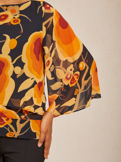 Sun Ember Layered Chiffon Blouse
