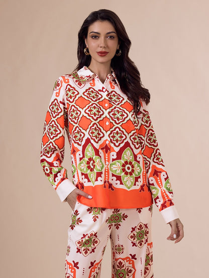 Satin Bohemia Casual Long Sleeve Shirt
