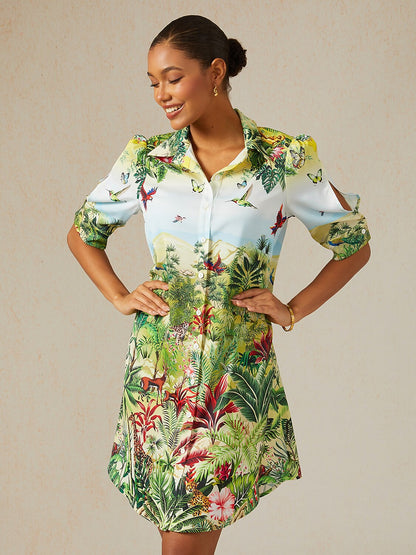 Olive Eden Silky Satin Shirt Dress
