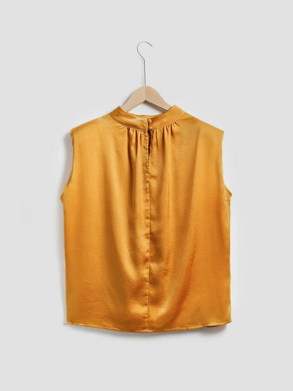 Satin Shimmery High Neck Blouse