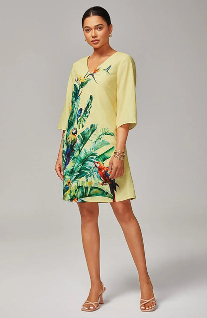 V-Neck Floral Print Loose Mini Dress