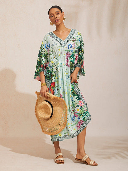 Botanical Blossom Flowy Chiffon Kaftan